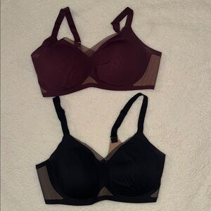 (2) Honeylove Crossover Bra Burgundy 36D 36DD 36E women’s wireless maroon bundle